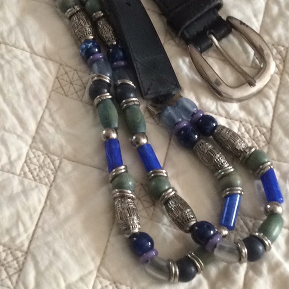 Silver Blues-n-Beaded Belt - Picture 2 of 7